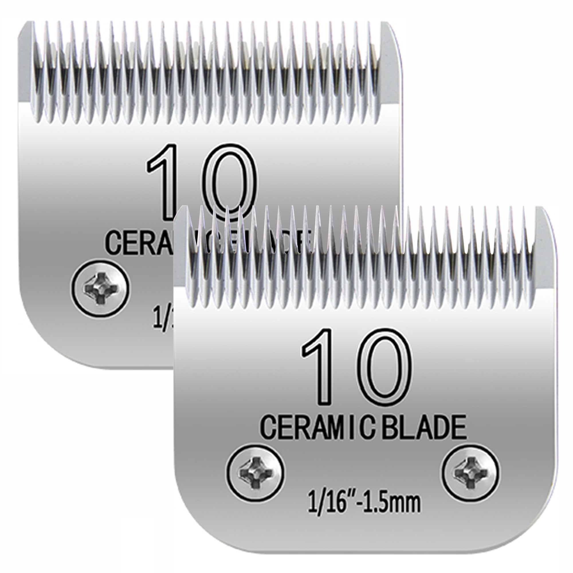 10# Clipper Blades Pet Grooming Clipper Replacement Blades, Detachable Clipper Blade Compatible with Andis/wahl/Oster Dog Clippers,10 Blade 1.5mm, Made of Ceramic & Stainless Steel Blade,2 pack