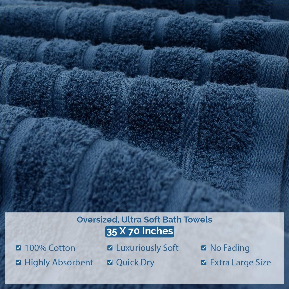 100% Cotton Bath Sheet Set of 2–Super Soft Bath Sheets 35x70–Blue Opal Bath Sheet Towel Set–Oversized Bath Towels–Quick Dry Bath Sheets–Super Absorbent Bath Sheets–Bath Sheets Spa Hotel Collection: Kitchen & Dining