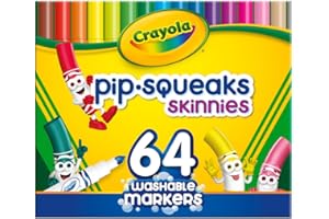 Crayola Pip-Squeaks Skinnies Washable Markers (64ct), Mini Markers for Kids, Coloring Markers, Craft Supplies, Kids Holiday Gift, 3+