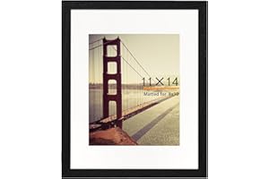 BAIJIALI 11x14 Picture Frame Black Wood Pattern with HD Plexiglass,Display Pictures 8x10 with Mat or 11x14Without Mat, Horizontal and Vertical Formats for Wall and Table Mounting