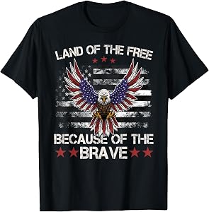 America Eagle | Land of The Free Because of The Brave T-Shirt
