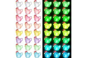 Kigley 48 Pcs Mini Resin Chicken Luminous Miniature Figurines Glow in The Dark Tiny Chicken Dollhouse Potted Plant DIY for Micro Garden Landscape Aquarium Party Home Decor, 8 Color