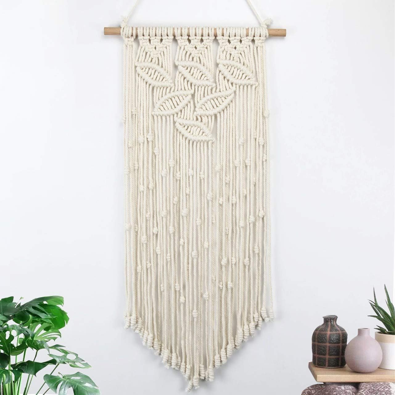 ABETREE Macrame Woven Wall Hanging Tapestry Boho Chic Wall Decor Bohemian Decoration for Apartment Home Dorm Room Backdrop 13.7" W x 28.7" L