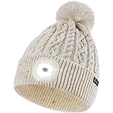 Etsfmoa Unisex Winter Beanie with The Light,Gifts for Men and Women,USB Rechargeable Headlamp Hat