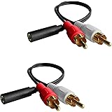 Y Connector Audio Cable 3.5mm Audio Female to 2 RCA Male Stereo Cable (2 Pack)