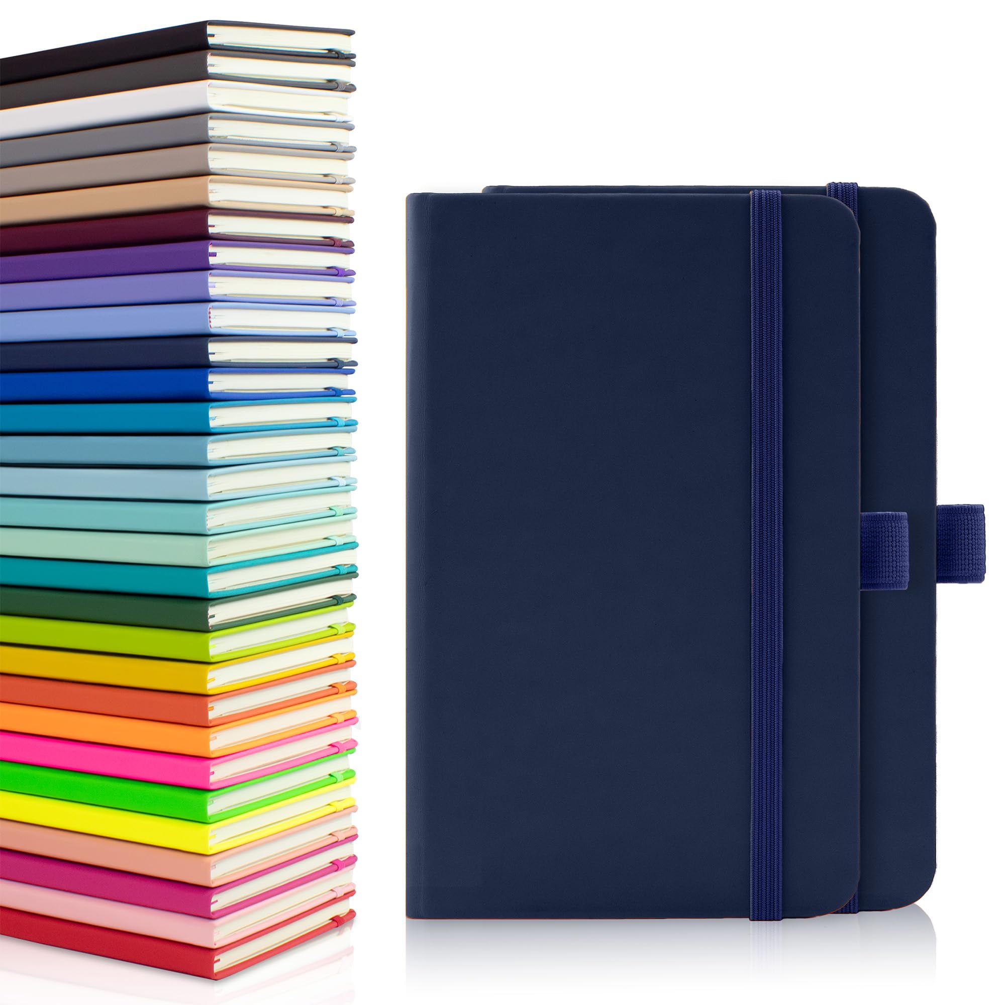 Notes London 2 x A6 Notebooks, Double Pack with Lined Pages, Pen Loop and Expandable Paper Pocket Hardback Medium Journal New Notepad Note Book Notes Diary Pad (Navy) — image 1