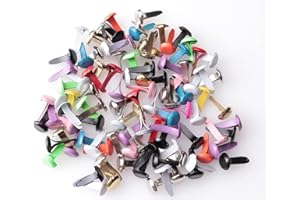 Sowaka 100 Pcs Mini Brads Multi Color Small Round Metal Paper Brass Paper Fasteners Pastel Brads for Art Crafting School Project Decorative Scrapbooking DIY Supplies (Round)