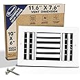 10" x 6" Duct Hole [11.6" x 7.6" Face] Aluminum 3-Way Vent Cover: Adjustable Curved Blade Air Supply Diffuser - Plastic Seal for Tight Fit, Quiet Air Flow, Multi-Shutter Damper