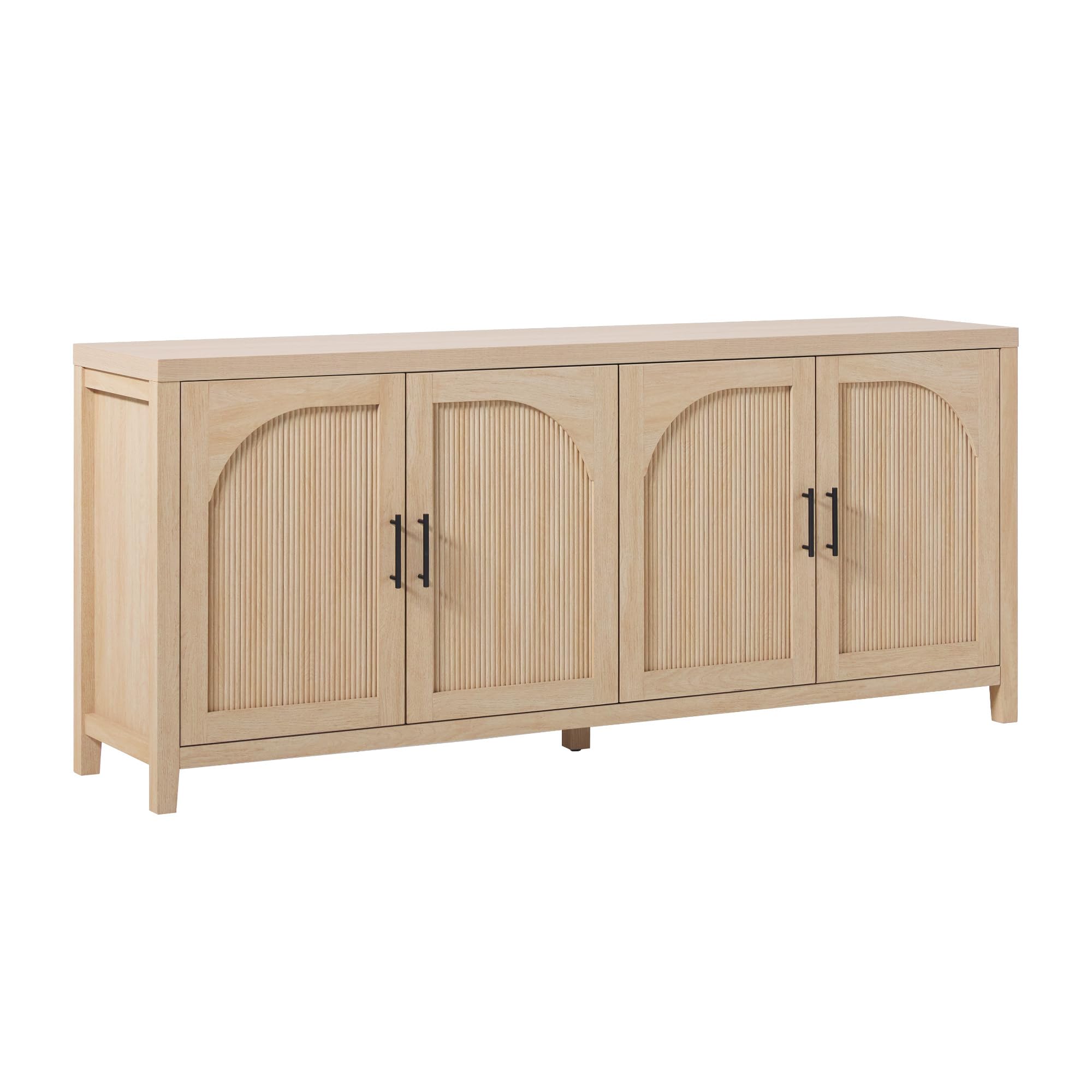 Photo 1 of **missing parts********used****Walker Edison Sasha 4-Door Reeded Sideboard Buffet with Cord Management, 70 Inch, Coastal Oak