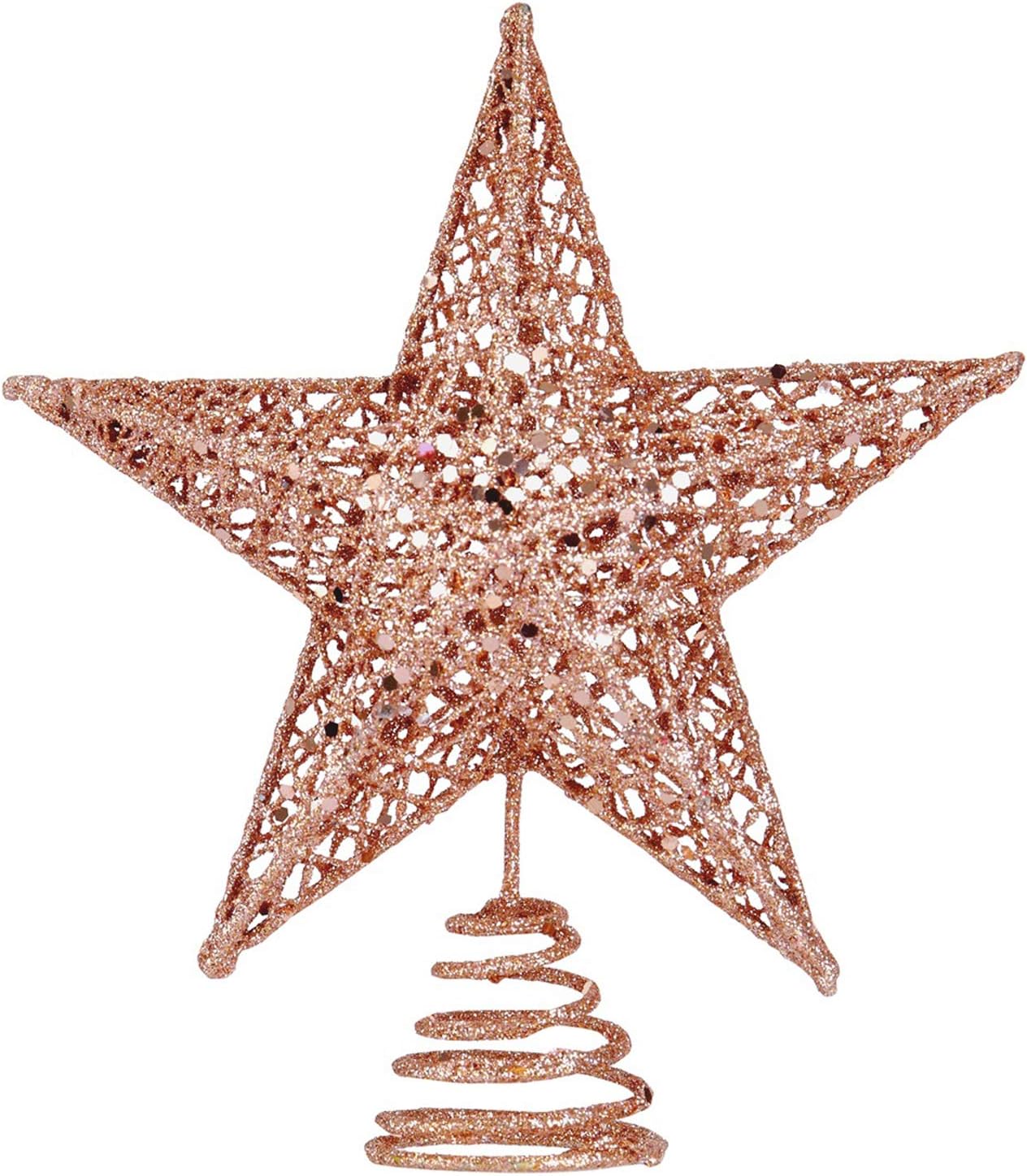 Tree Toppers - BinaryABC Christmas Tree Topper Star,Glittering Christmas Tree Decoration Ornaments,20cm (Rose Gold)