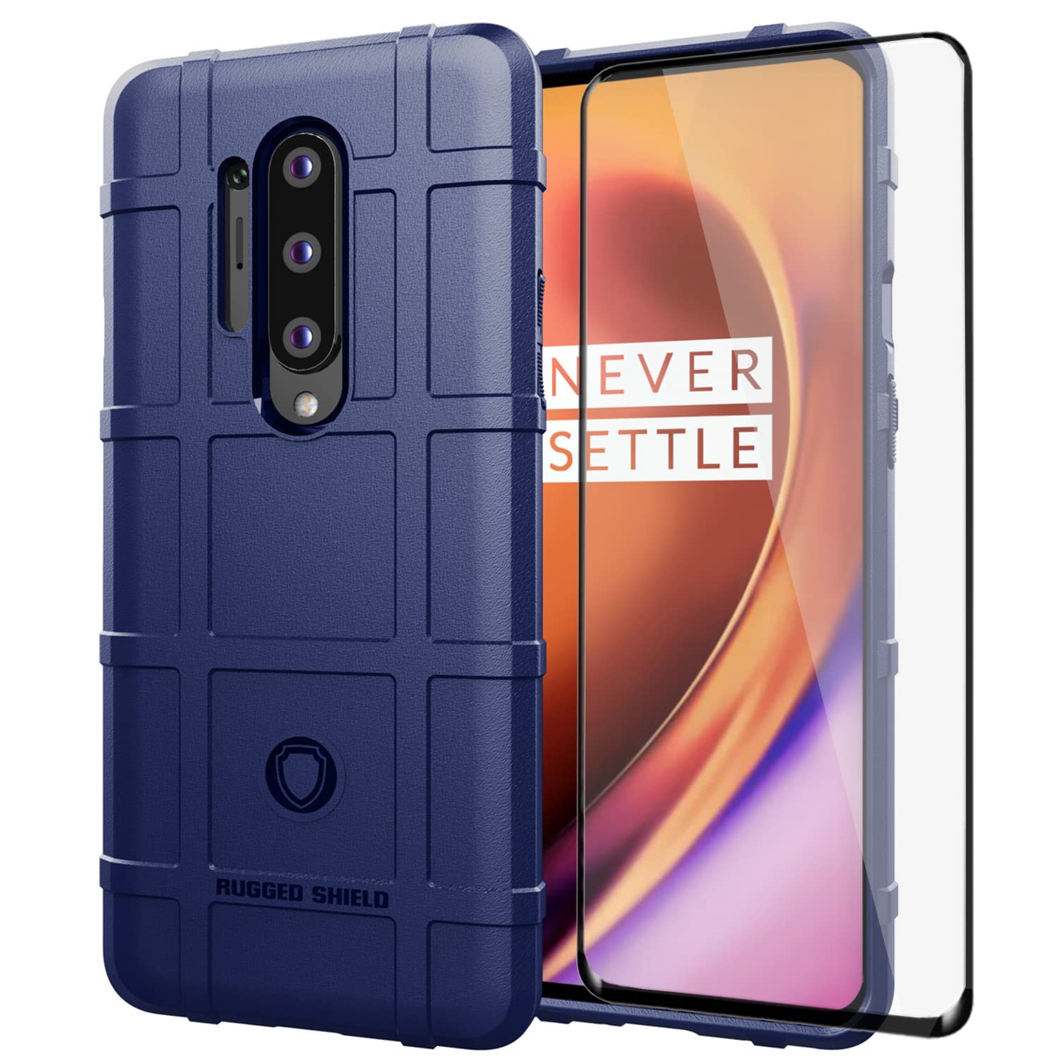 Asuwish Phone Case for OnePlus 8 Pro One Plus 8Pro 5G with Tempered Glass Screen Protector Cover and Slim Thin Hard Mobile Film Rugged Cell Accessories Protective On 1Plus 1 + Plus8 1+ Women Men Blue