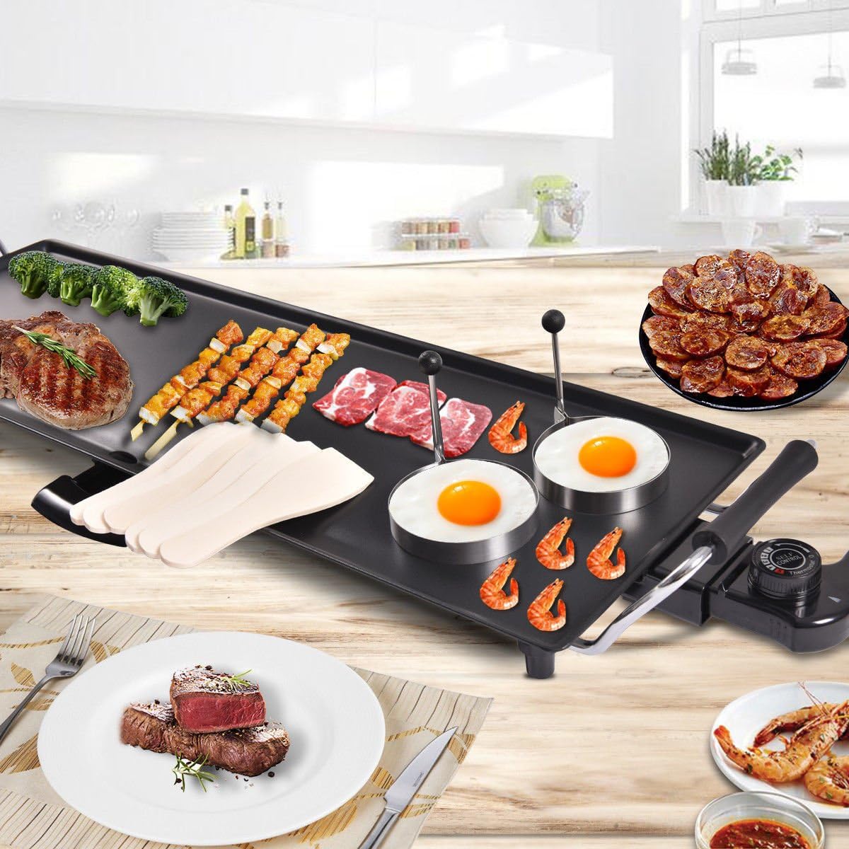 review RASIKA SHOP Electric Teppanyaki Camping Counter Table NonstickTop Grill Pan Egg Griddle BBQ