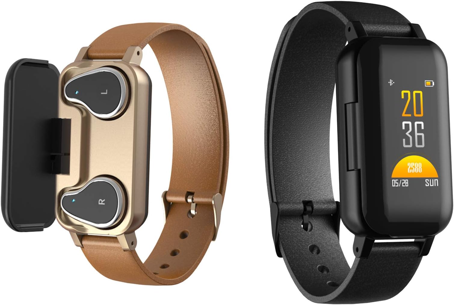 Bluetooth Headphone Fitness Bracelet 2 in 1, Smart Bracelet with Earphone,Wireless Sport Earphone Waterproof,Talk Band,Fitness Tracker with Heart Rate Blood Pressure Blood Oxygen for Men,Women (Black)