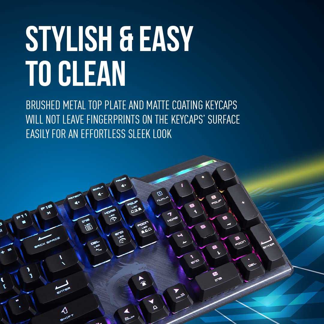 MSI Mechanical Gaming Keyboard, Clicky Kailh Box White Switches, RGB Mystic Light (Vigor GK50 Elite BW)