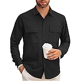 Alex Vando Mens Button Down Shirts Two Pockets Long Sleeve Casual Dress Shirt for Men