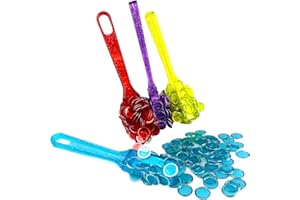 TCOINERY Bingo Lotto Game Set - 4 PCS Transparent Magnetic Wands & 400 PCS Semitransparent Chips - Family Casino Game Night Tokens, STEM Learning Accessories, Alphanumeric Counting and Sorting Chess