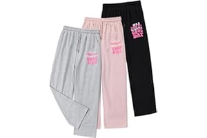 EXARUS 3 Pack Girls Sweatpants Joggers Sweat Pants Cute Baggy Tween Trendy Clothes Teen Preppy with Pockets