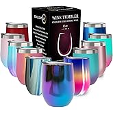 CHILLOUT LIFE 12 oz Stainless Steel Tumbler with Lid - Wine Tumbler Double Wall Vacuum Insulated Travel Tumbler Cup for Coffe