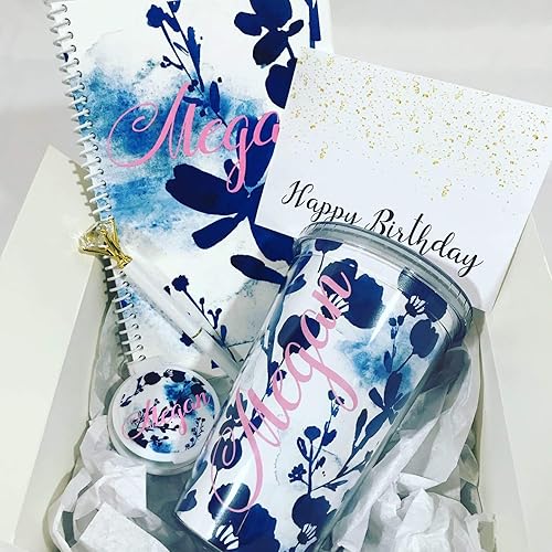 Amazon Com Birthday Gift Box For Her Happy Birthday Gift Basket Indigo And Floral Gift Box Send Birthday Gift Birthday Gifts For Best Friend Handmade