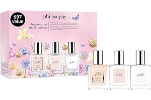 philosophy amazing grace perfume trio gift set- clean & floral women's perfume - with notes of bergamot, muguet & musk - long