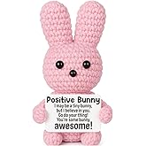 Easter Basket Essentials Stuffers Mini Positive Crochet Animals Bunny Emotional Cheer Support Handmade Inspirational Gift for Women Men Friends Coworkers Boss Birthday Valentines Stress Relief Gifts