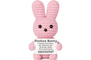 AVBODA Mini Positive Crochet Animals Bunny Inspirational Handmade Emotional Crochet Bunny Encouragement Stress Relief Back to School Christmas Birthday White Elephant Gift for Women Coworker Friends