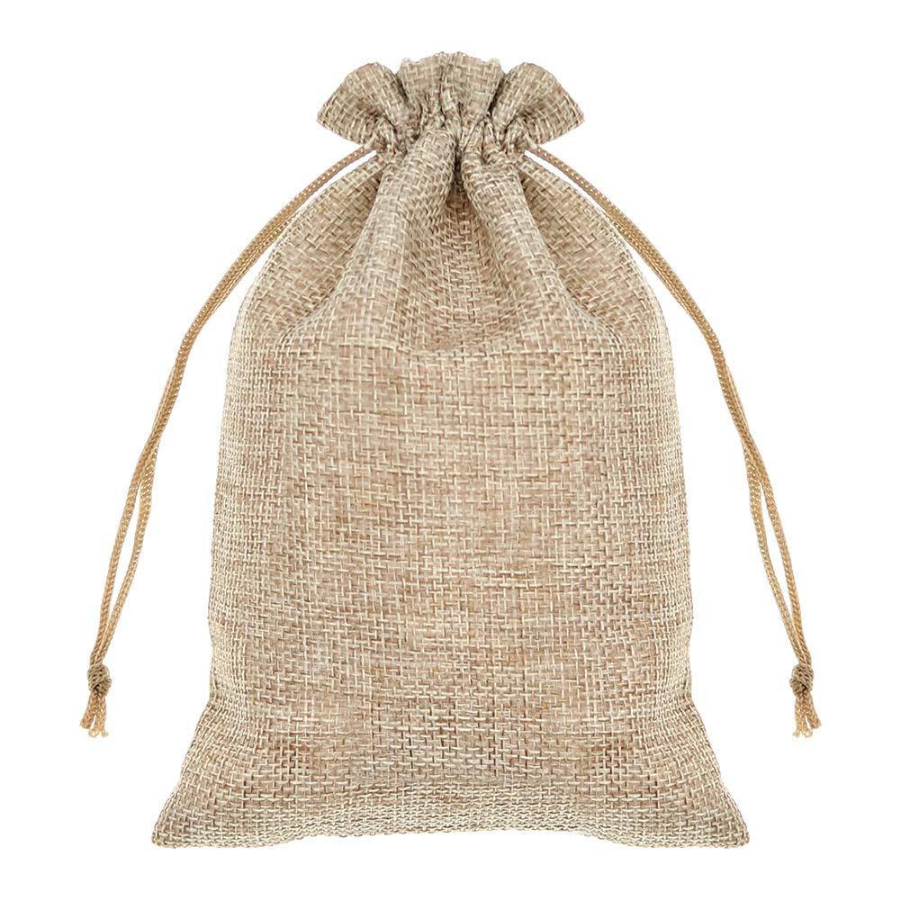 SumDirect 20Pcs 13x18Cm Brown Linen Burlap Bag, Mini lightweight Gift Bags Breathable Pouches with Drawstring Packing Storage Jute Sacks for Wedding, Party, Birthday, DIY Craft
