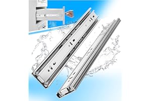 YENUO Stainless Steel Full Extension Drawer Slides Side Mount 10 12 14 16 18 20 22 24 Inch Ball Bearing Metal Rails Track Guide Glides Runners Heavy Duty 100 Lb 1/5/10 Pair (1 Pair, 16 Inch)