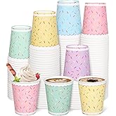 FYSUIMU 100Pcs 9Oz Sprinkles Disposable Paper Cups Pastel Donut Sprinkles Drinking Cups for Hot Cold Drink Juice Coffee Home Birthday Baby Shower Party Supplies