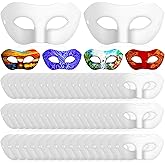 Leyndo Paper Mache Masks Paper Mask for Craft White Mask Masquerade Blank DIY Halloween Mask Half Face Paintable Mardi Gras
