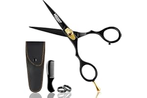 HB DOT HB-DOT Professional Beard and Mustache Scissors, 5.5-Inch Black German Steel Beard Scissors for Men, Multi-Use Hair and Beard Trimming Scissors Come with an Elegant Case and Beard Comb.