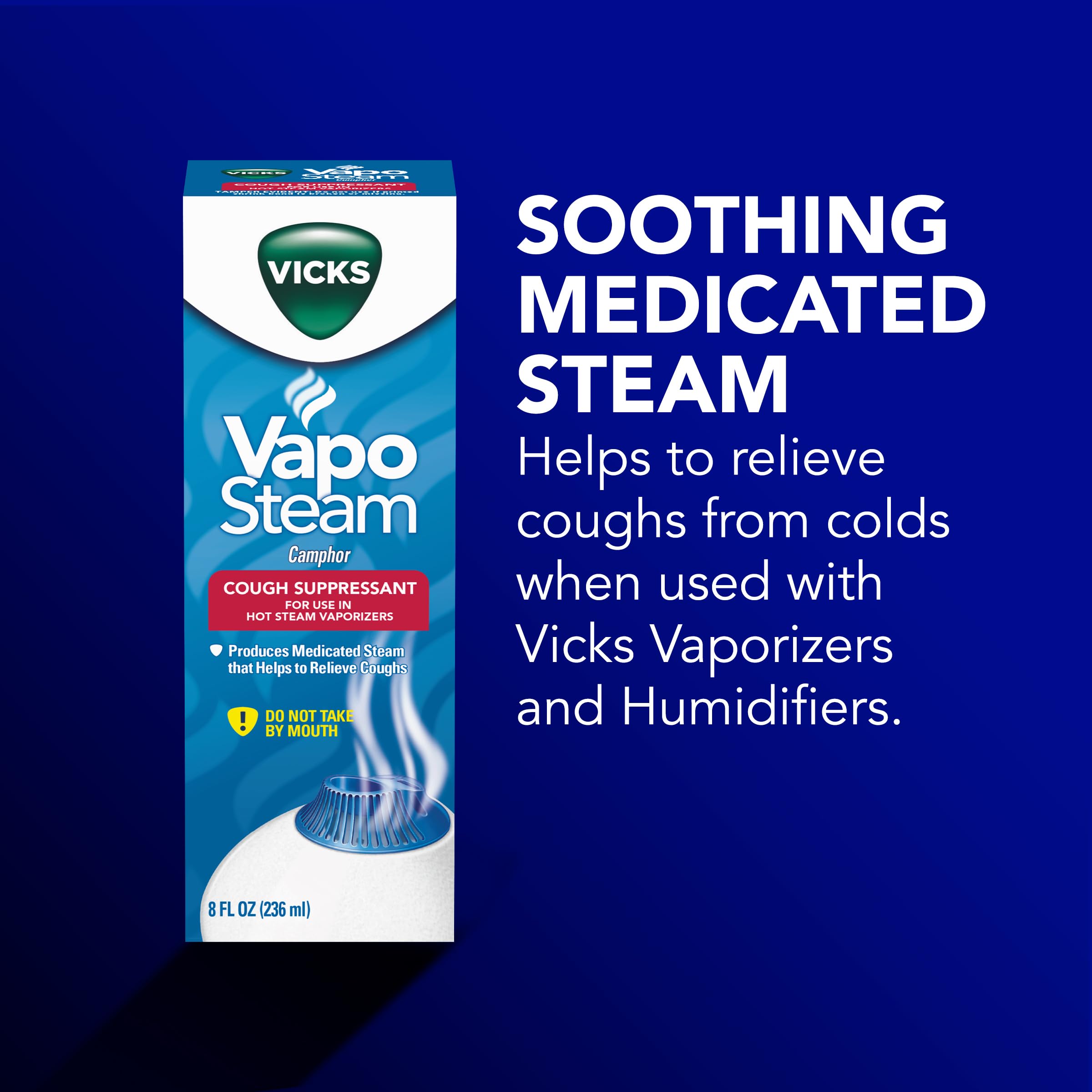 Vicks VapoSteam Medicated Liquid With Camphor, A Cough Suppressant, 8