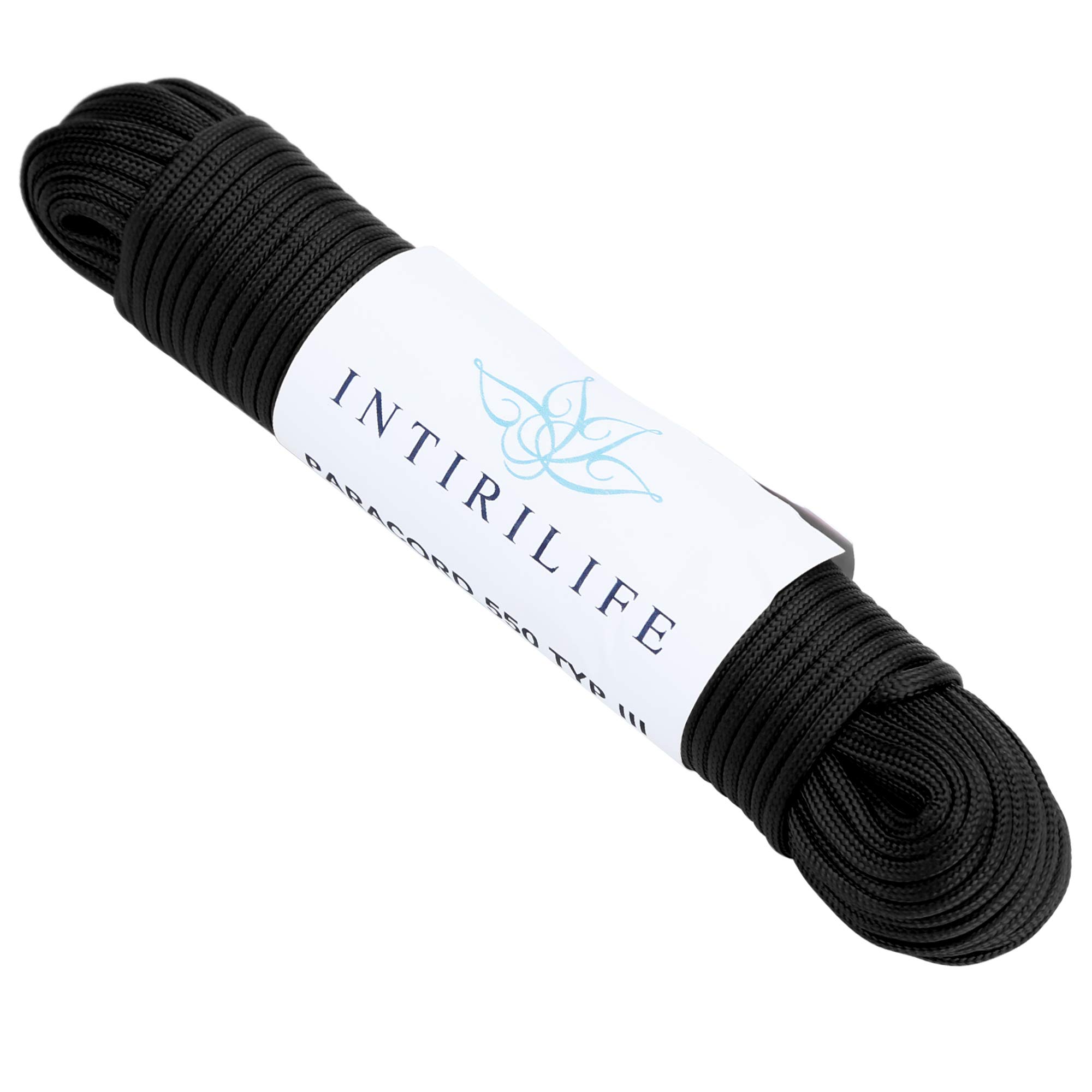INTIRILIFE 31 m nylon outdoor rope in BLACK - garden rope 31 metres long and 4 mm thick - paracord rope cord tear-resistant and robust with 7 core threads versatile for garden etc.