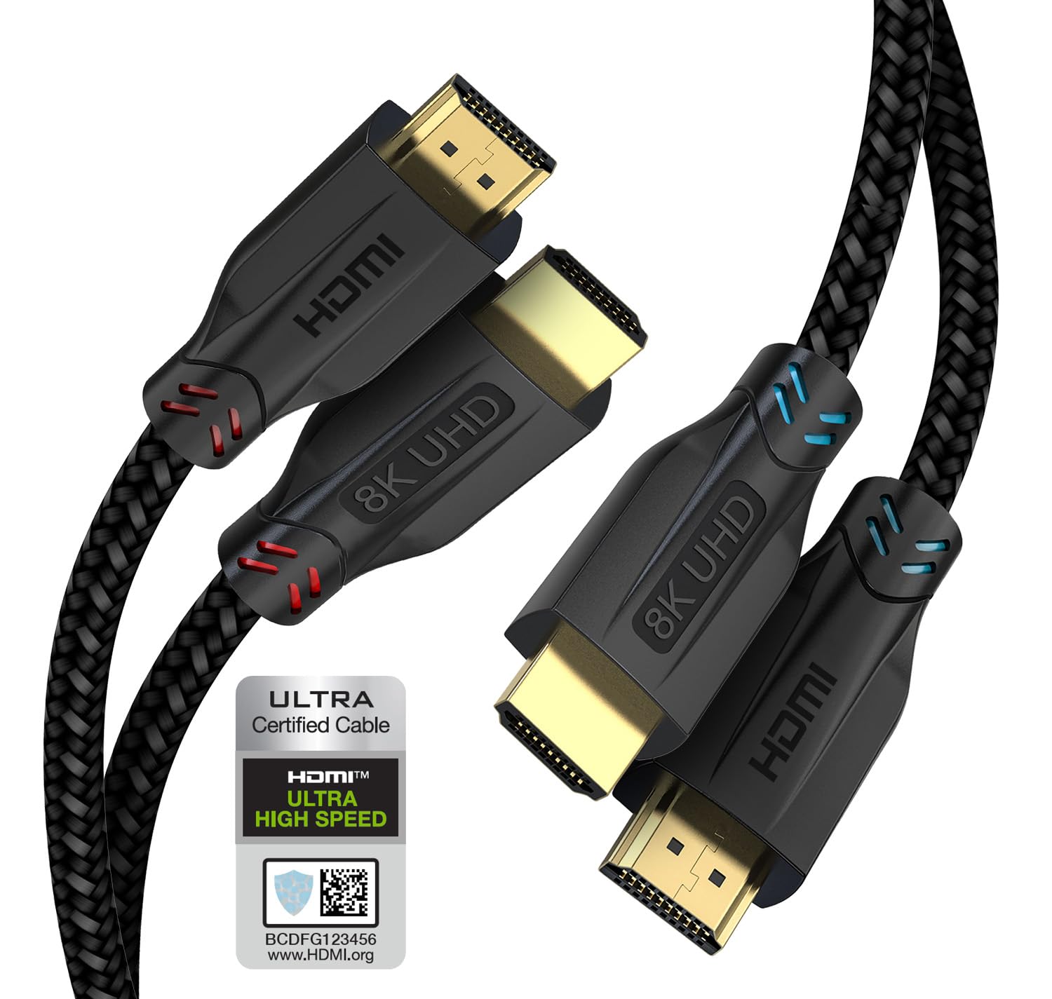 TEKTURN 8K HDMI 2.1 Cable (2-Pack), 48Gbps, 6ft, Certified Ultra High ...
