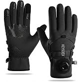KEYSDEX Winter Motorcycle Gloves for Adult, Black, L | Premium,Stylish,Chic,Waterproof, Windproof, Anti Slip,Touchscreen,Dial Adjustment