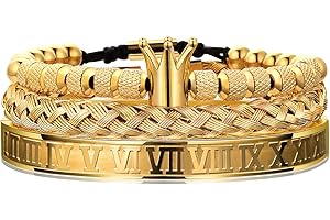 WFYOU Imperial Crown Bracelets for Men 18kt Gold Bracelet Cubic Zirconia Beads Bracelets Cross Bracelets Charm Men Luxury Gift