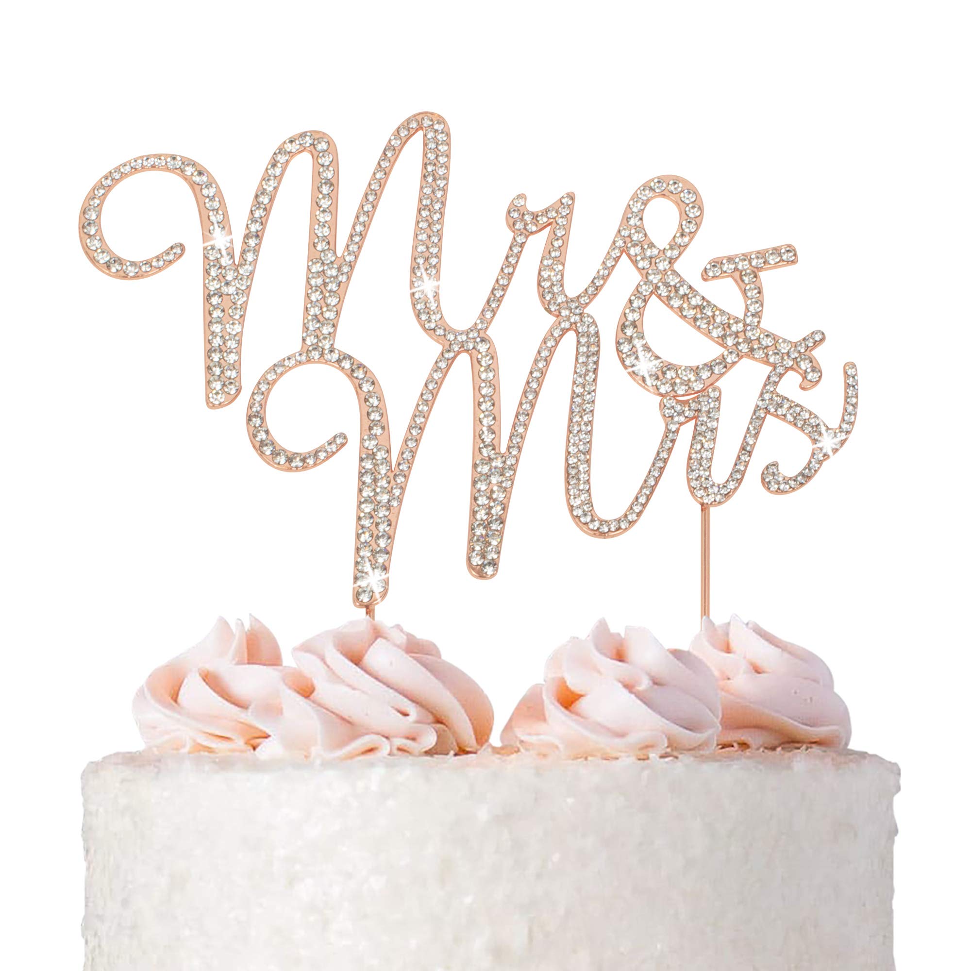 Buy Mr and Mrs Wedding Cake Topper Premium Rose Gold Metal Sparkly