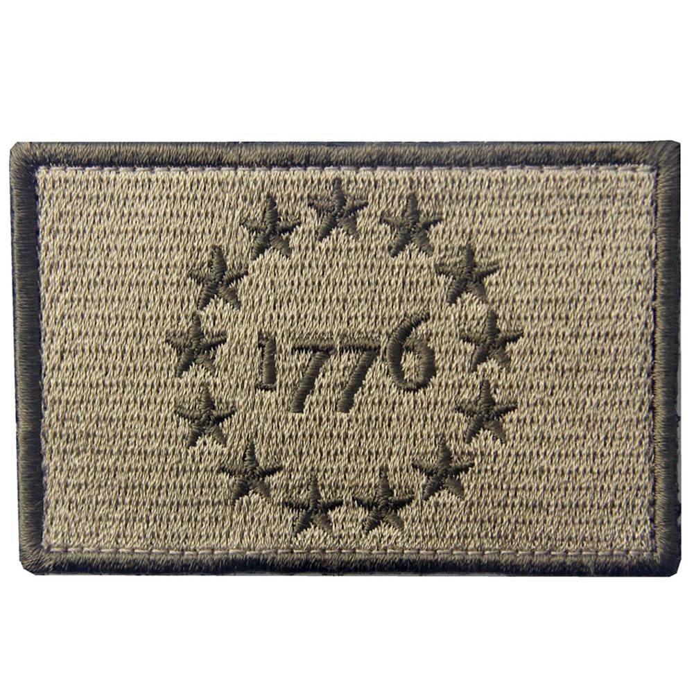 Tactical USA 1776 Patriot Milltary Embroidered Applique Morale Hook & Loop Patch - Subdued