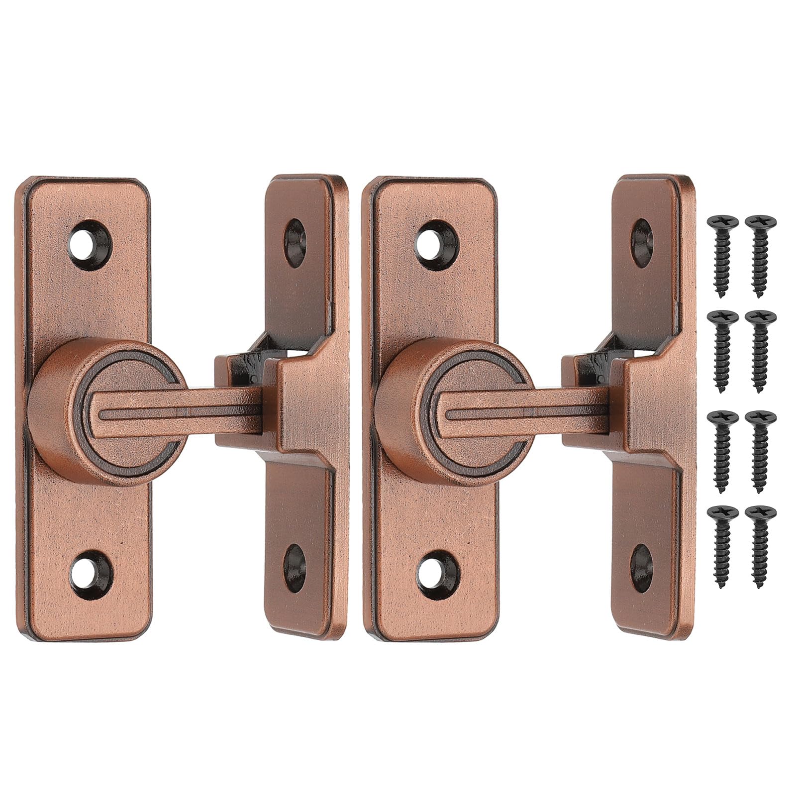 PATIKIL 90 Degree Barn Door Lock, 2 Pack Flip Latches Zinc Alloy Safety Sliding Door Bolt Latch Lock for Garden Garage Bathroom Gate, Red Bronze