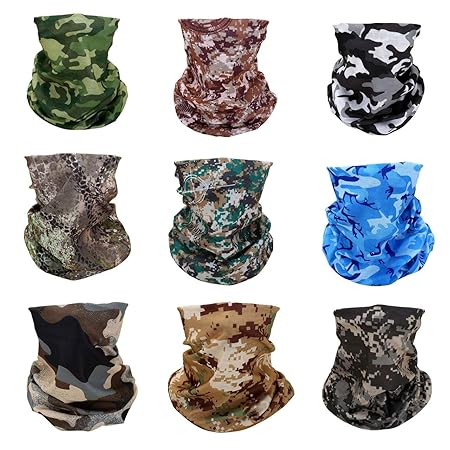 ACBungji 9 Stück Multifunktionstuch Gesichtsmaske Motorradmaske Sturmmaske Maske für Motorrad Ski Snowboard Snowboard Paintba