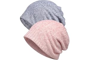 AWAYTR Women Beanie Chemo Hats - Scarf Cap Headwear Turban Cancer Hats, 2 PCS