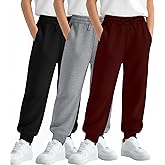 LessonZoo 3 Pack Boys' Sweatpants Kids Athletic Joggers with Pockets Baggy Drawstring Casual Elastic Waist Pants