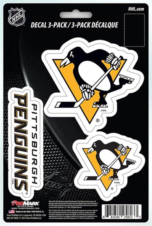 Pittsburgh Penguins 8" x 5.25" DieCut Premium Vinyl Decal Sheet Set of