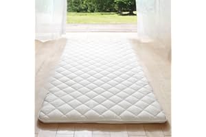 MIINA Japanese Futon Mattress, Made in Japan Twin (39"×78") White, Foldable Floor Lounger Bed Tatami Mat, Roll Up Sleeping Pad, Shikibuton