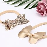 DRESHOW 10 Pack Baby Headbands and Hair Bows Nylon One Size Fits All view 3