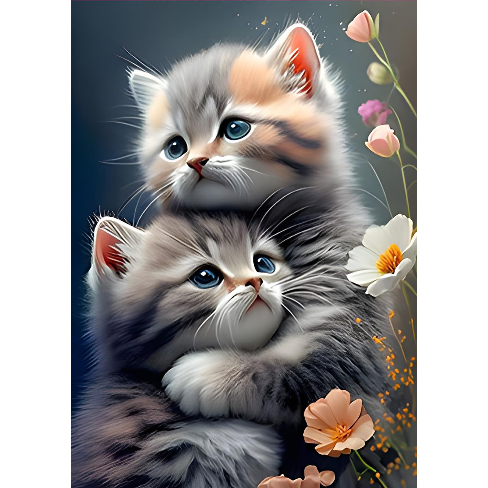 MOGTAA Cat Diamond Painting Kits for Adults, 5D Flowers DIY Full Drill Diamond Dots Kits Animal Art Craft for Home Art Decor 30x40cm