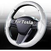 Steering Wheel Cover for Tesla Model 3 (2017-2023) / Model Y (2020-2024),Anti-Slip,Comfortable Grip, Breathable,Customized for Tesla Model 3/Y Accessories,Bright White
