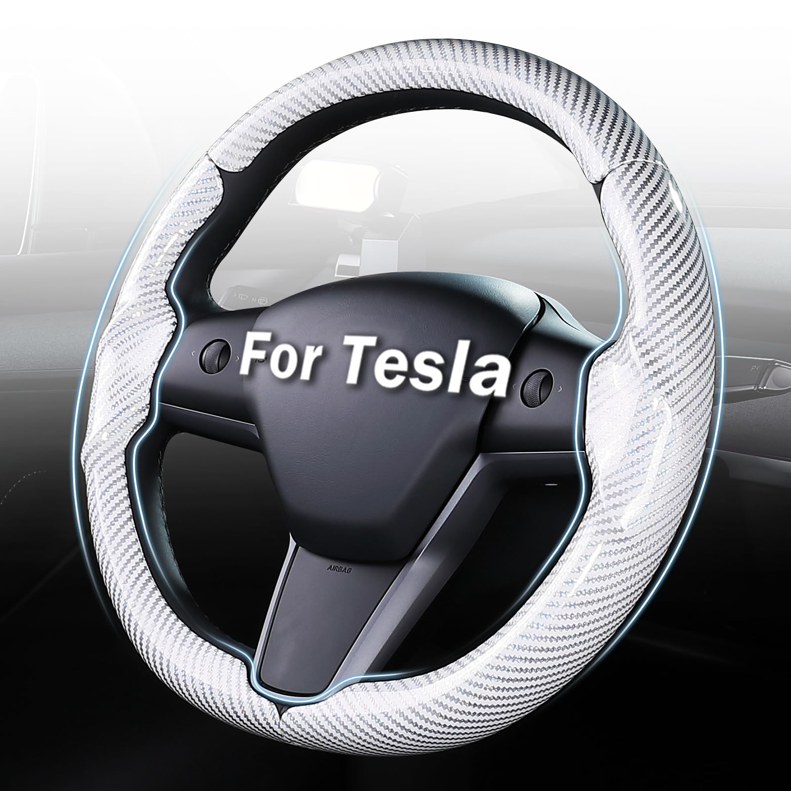 Photo 1 of (minor damage) Steering Wheel Cover for Tesla Model 3 (2017-2023) / Model Y (2020-2024),Anti-Slip,Comfortable Grip