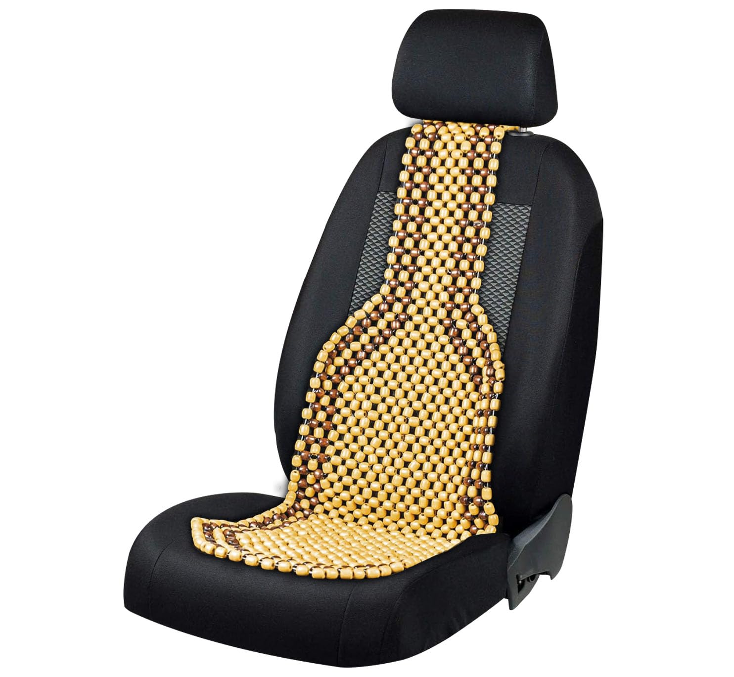 CAR+ P303005 Branded Universal Fit 100% Natural Real Wood Wooden Seat Cover