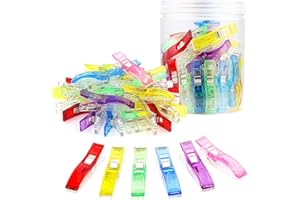 Coideal Large Sewing Fabric Clips, 60 Pcs Jumbo Quilt Clips for Quilting with Plastic Box Package, Assorted Bright Colors (Mu
